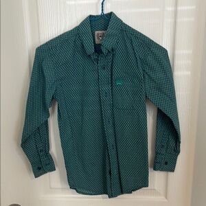 Cinch Kids' Green Patterned Button Down Shirt